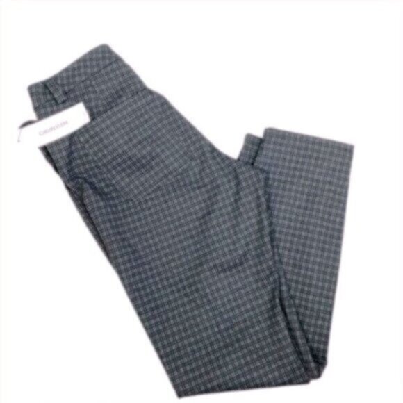 NWT Calvin Klein Straight Leg Grey Plaid Classic Trouser Career Casual Pants 12 - Picture 7 of 8